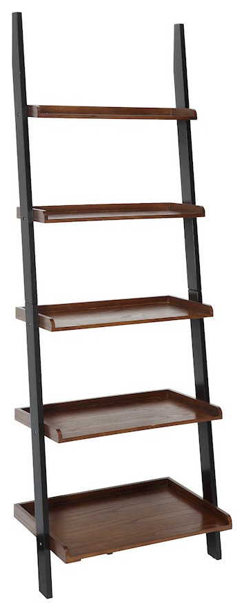 Convenience Concepts French Country Bookshelf Ladder  Walnut/Black   Industrial   Bookcases   by ShopFreely  Houzz