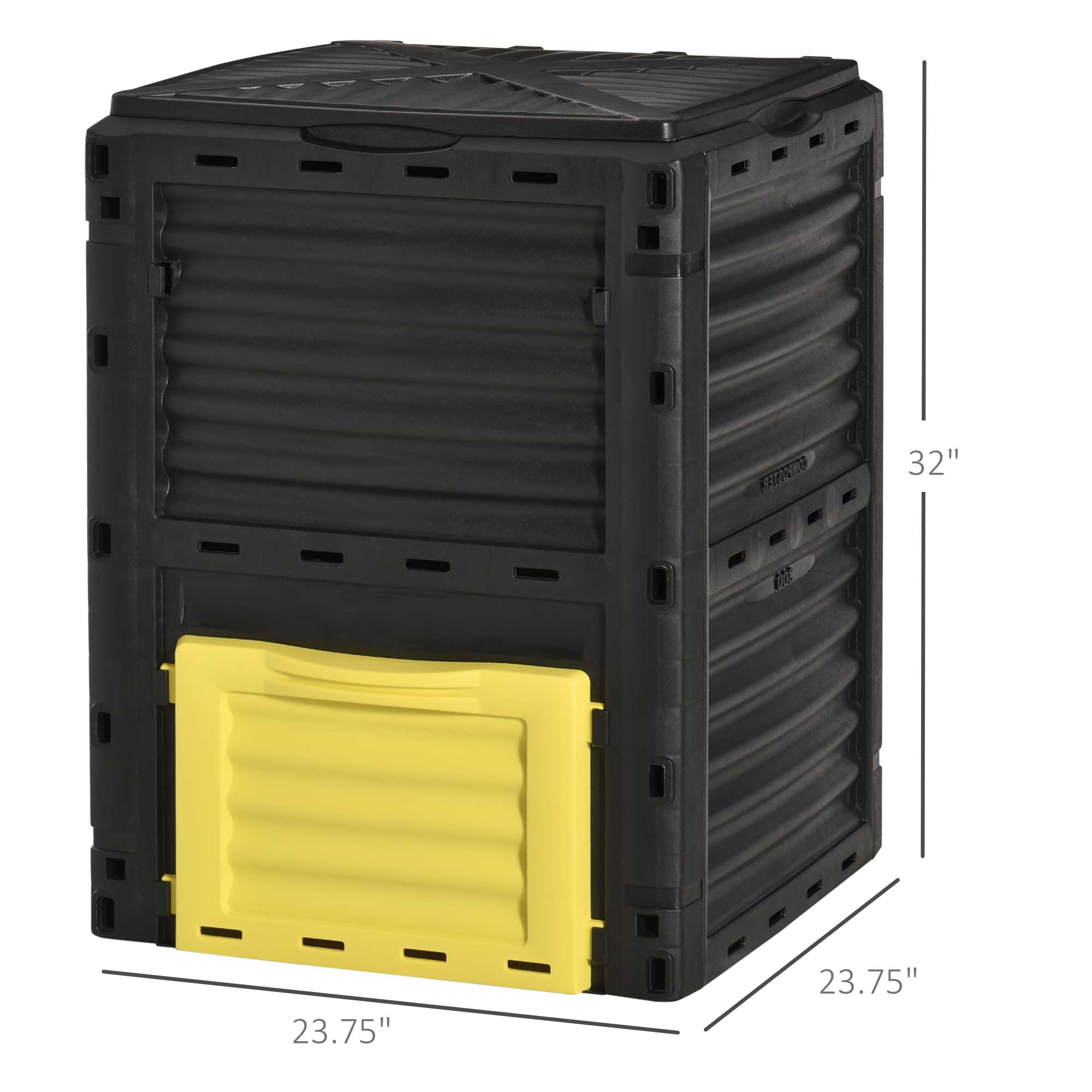 Garden Compost Bin, 80 Gallon Large Outdoor Compost Container with Easy Assembly, Black and Yellow