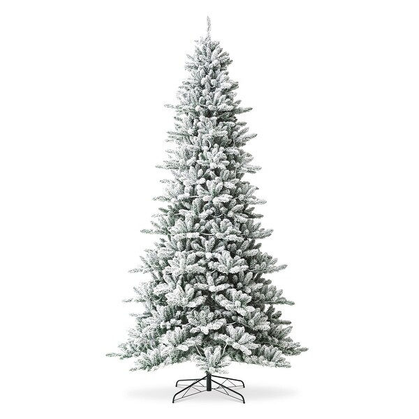 Glitzhome 10Ft PreLit Deluxe Artificial Flocked Fir Christmas Tree