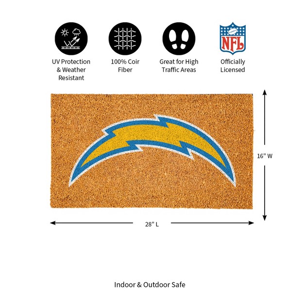 Evergreennfllos Angeles Chargers Logo Natural Coir 28 X 16 Inches Indoor Outdoor Doormat