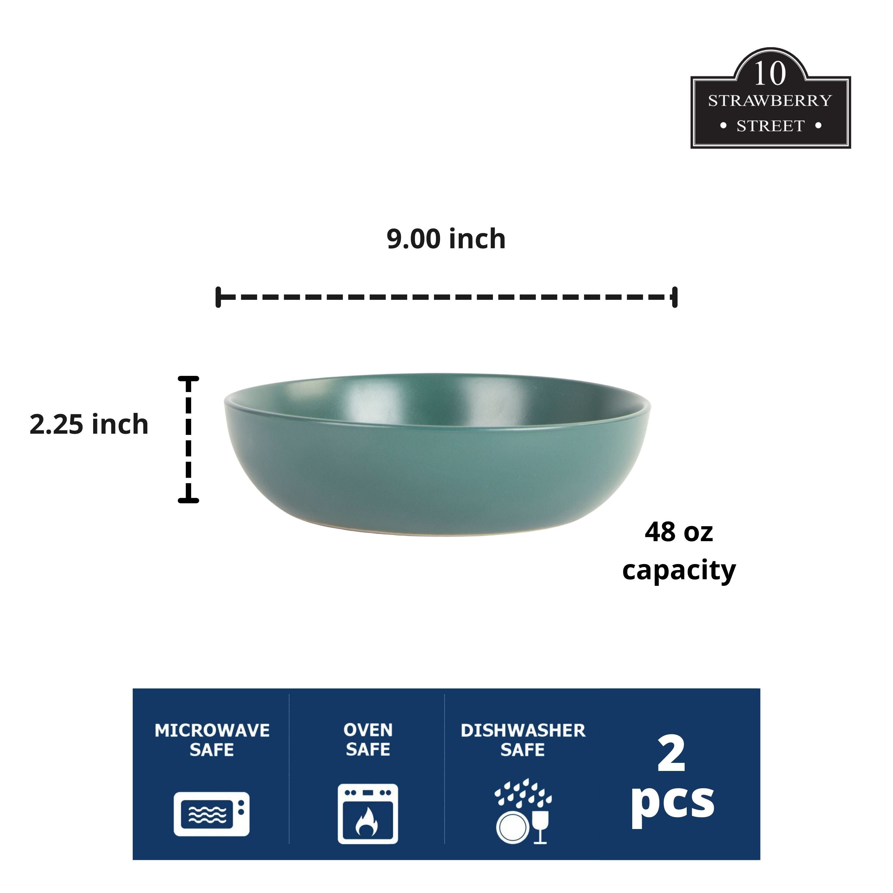 10 Strawberry Street Wazee Matte 9/48oz Serving Bowl， Set of 2， Emerald Green