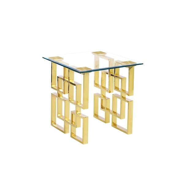 Best Quality Furniture Glass End Table with Square Stainless Steel Legs