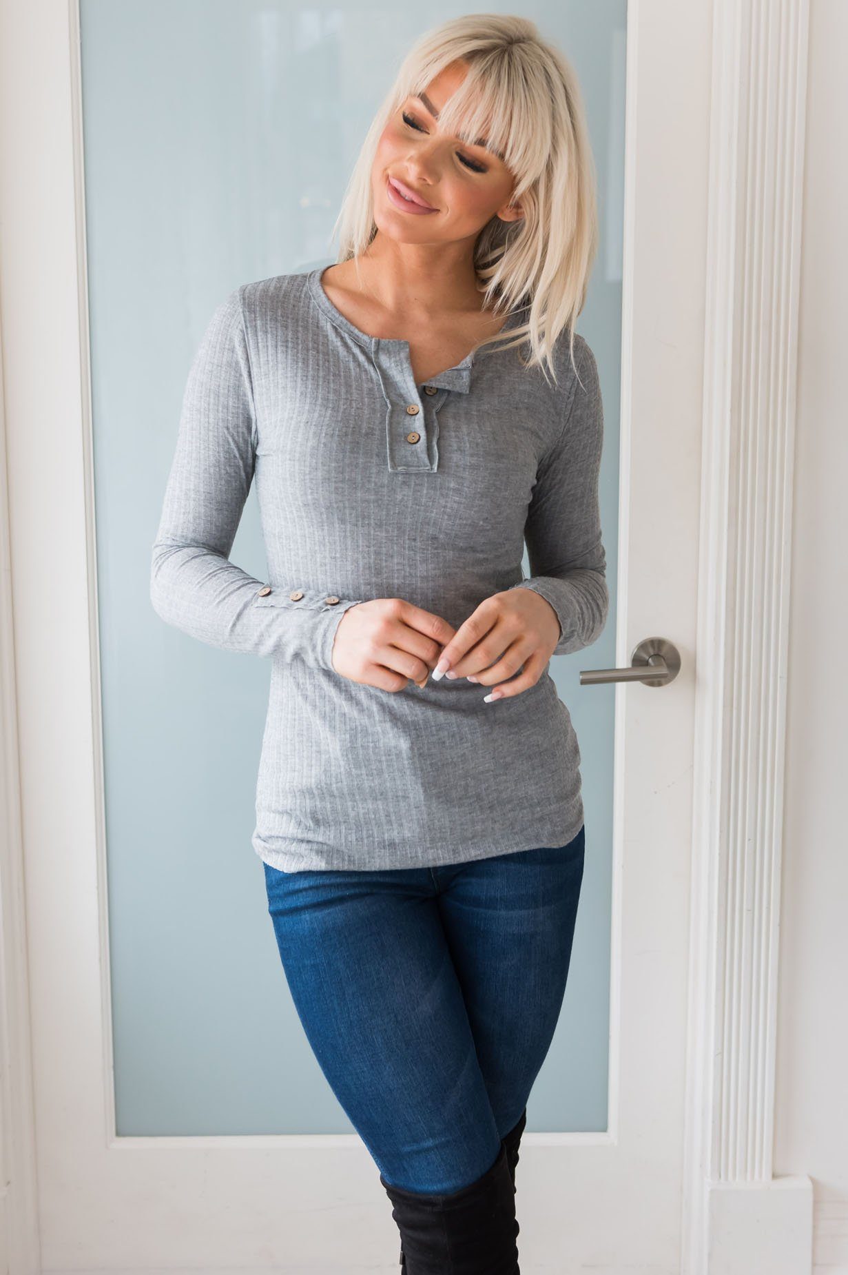 Blissful Ribbed Modest Top