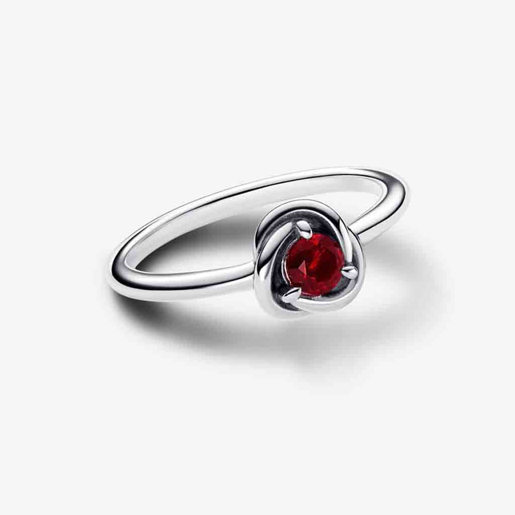 PANDORA  January Red Eternity Circle Ring