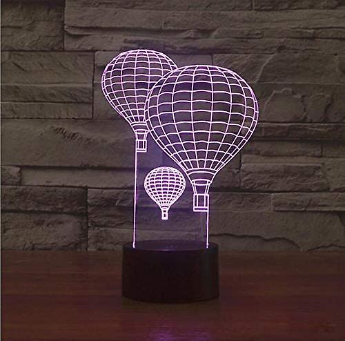 3d Hot Air Balloon Night Light Touch Switch 7 Color Change Led Light Table Desk Lamp Acrylic Flat Abs Base Usb Charger Home Toy Birthday Xmas Kid Chil