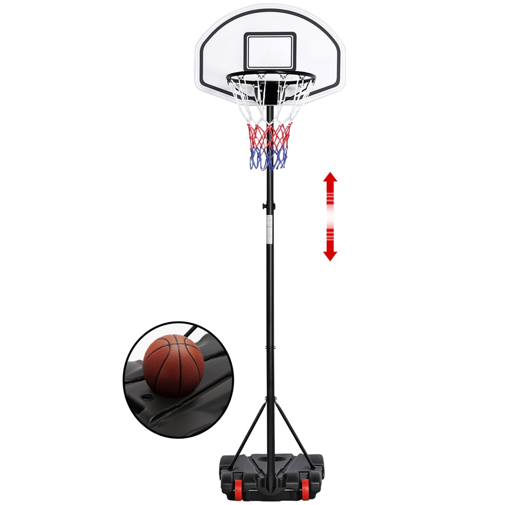 Easyfashion Height Adjustable Portable Basketball System Hoop with Wheels and Filled Base， Black