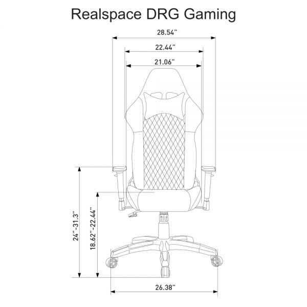 RS Gaming DRG High-Back Gaming Chair， Black/Gray