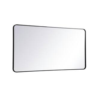 Timeless Home 60 in. H x 30 in. W Black Modern Soft Corner Rectangular Wall Mirror WM1603060BK