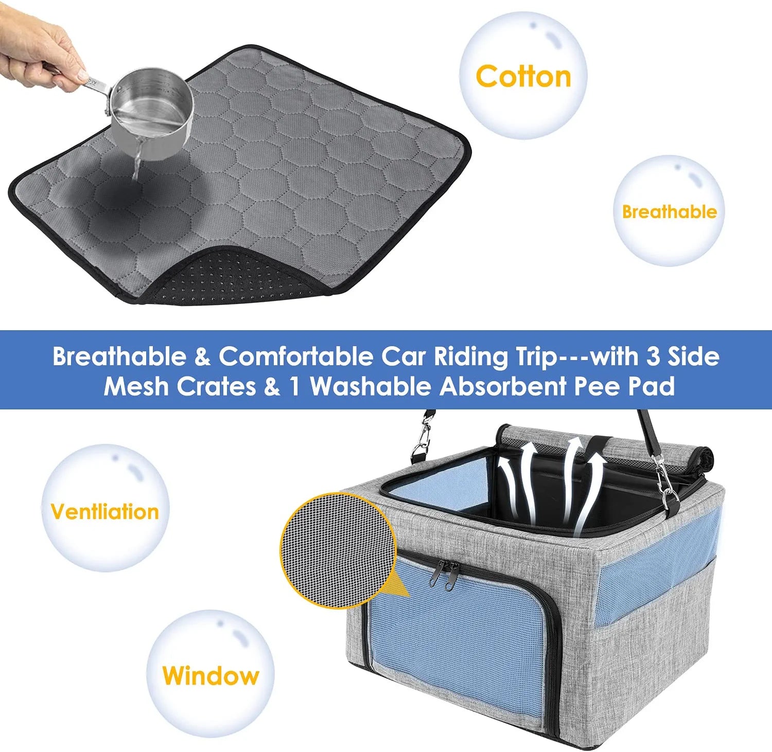 AUTOWT Dog Booster Car Seat， Reinforce Metal Frame Safe Pet Car Seat with Seatbelt and Waterproof Pee Pad and Top Cover | Portable Collapsible Puppy Carrier Bag | for Small Dogs Cats Animals