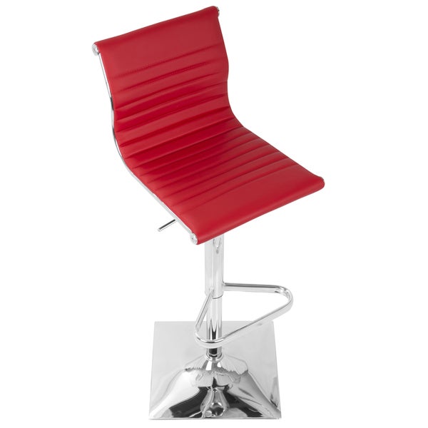 Master Contemporary Adjustable Bar Stool in Red Faux Leather