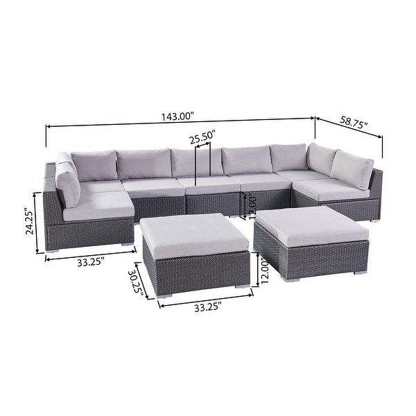 Santa Rosa Outdoor 7 Seater Wicker Sectional Sofa Set with Cushions by Christopher Knight Home