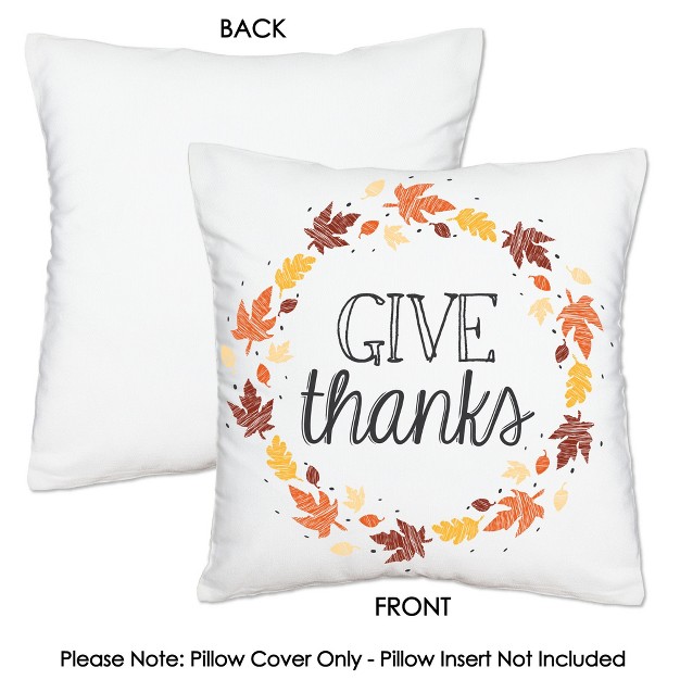 Big Dot Of Happiness Give Thanks Thanksgiving Party Home Decorative Canvas Cushion Case Throw Pillow Cover 16 X 16 Inches