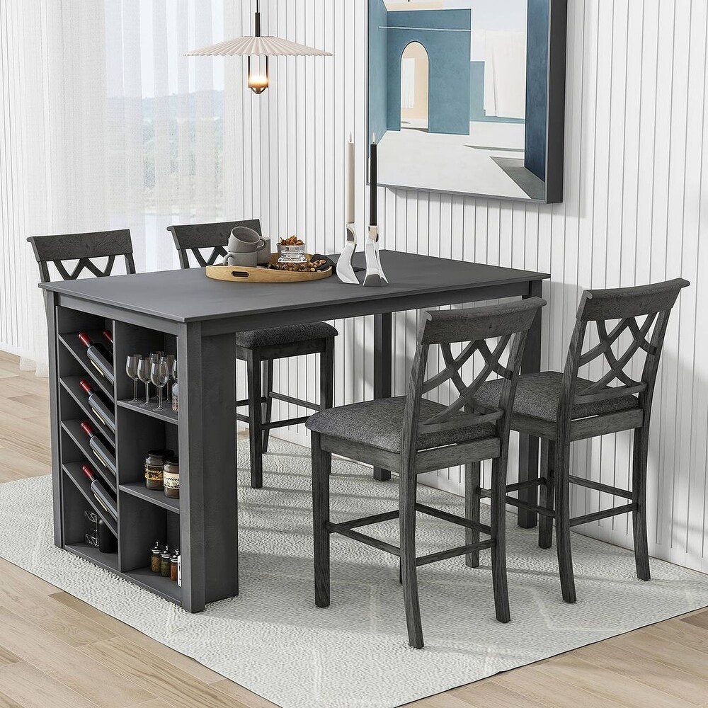 5 Piece Counter Height Solid Wood Dining Table/59\