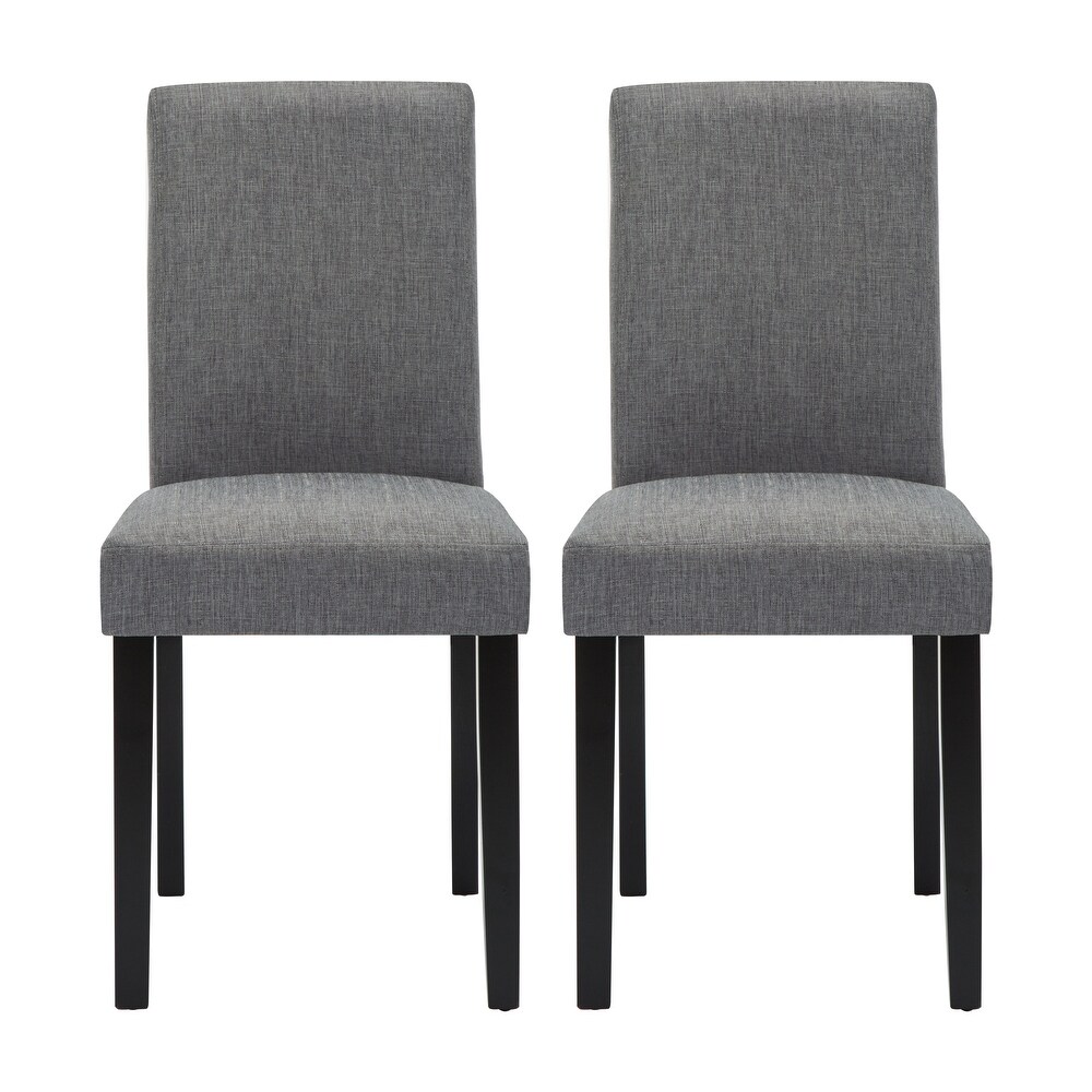 Faux Leather or Fabric Parsons Dining Chairs Set of 2 with Wood Legs