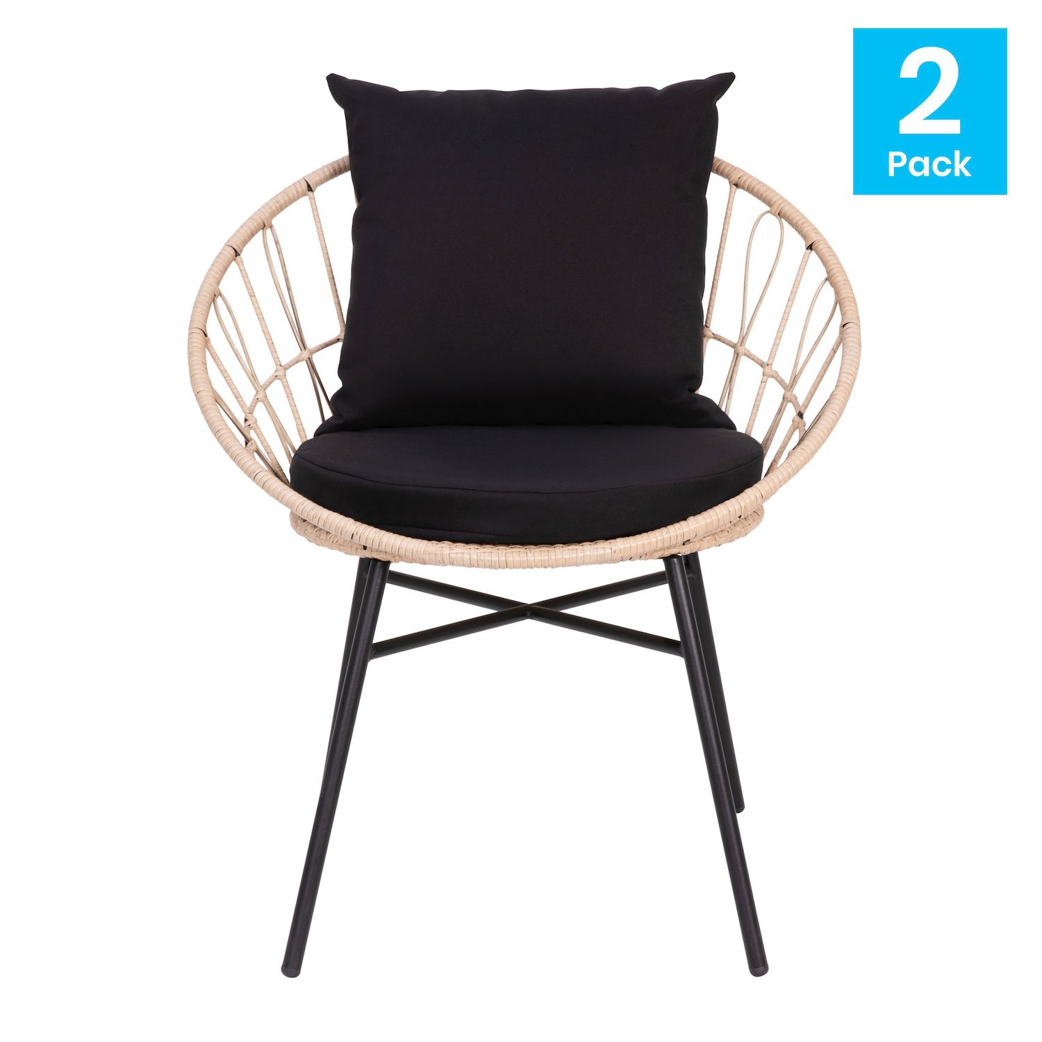 Flash Furniture Devon Indoor / Outdoor Modern Papasan Patio Chair 2-piece Set