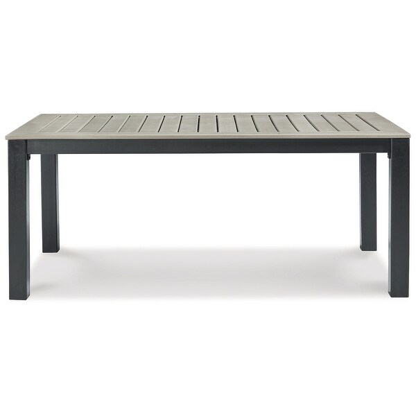 Signature Design by Ashley Mount Valley Black/Beige Outdoor Dining Table with Umbrella Option