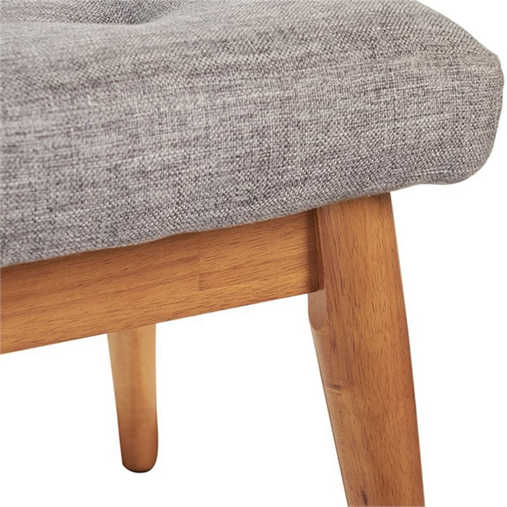 Bowery Hill Mid Century Modern Tufted Entryway Bench in Acorn   Midcentury   Upholstered Benches   by Homesquare  Houzz