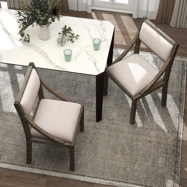 Nestfair Upholstered Dining Chairs with Solid Wood Legs(Set of 2)