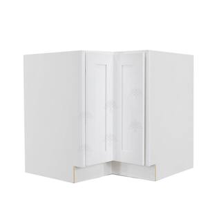 LIFEART CABINETRY Lancaster White Plywood Shaker Stock Assembled Base Lazy Susan Kitchen Cabinet 33 in. W x 34.5 in. H x 24 in. D ALW-BLS33