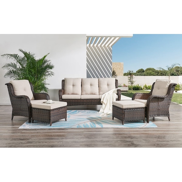 Pocassy 5Piece Patio Furniture Set with Ottomans