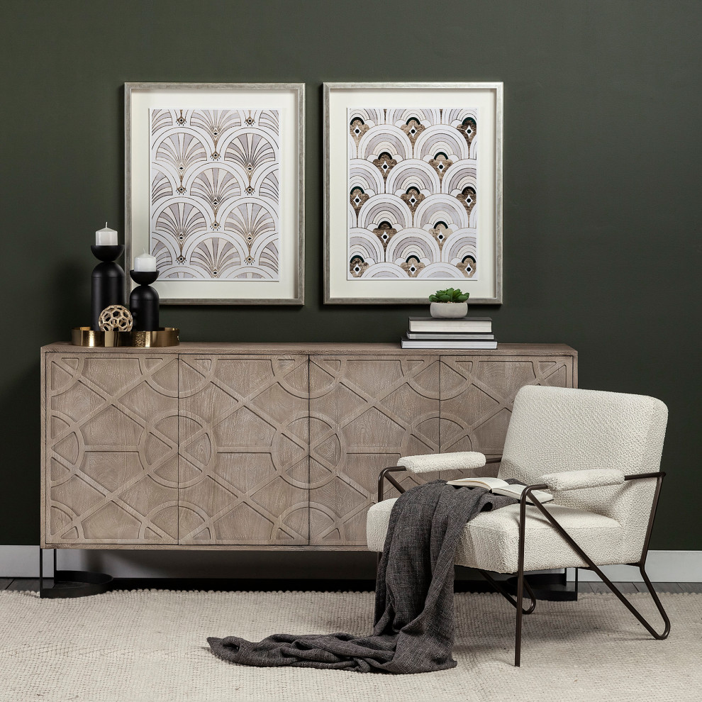 Vicunya Cream Fabric w/ Dark Gray Metal Frame Accent Chair   Midcentury   Armchairs And Accent Chairs   by Mercana  Houzz
