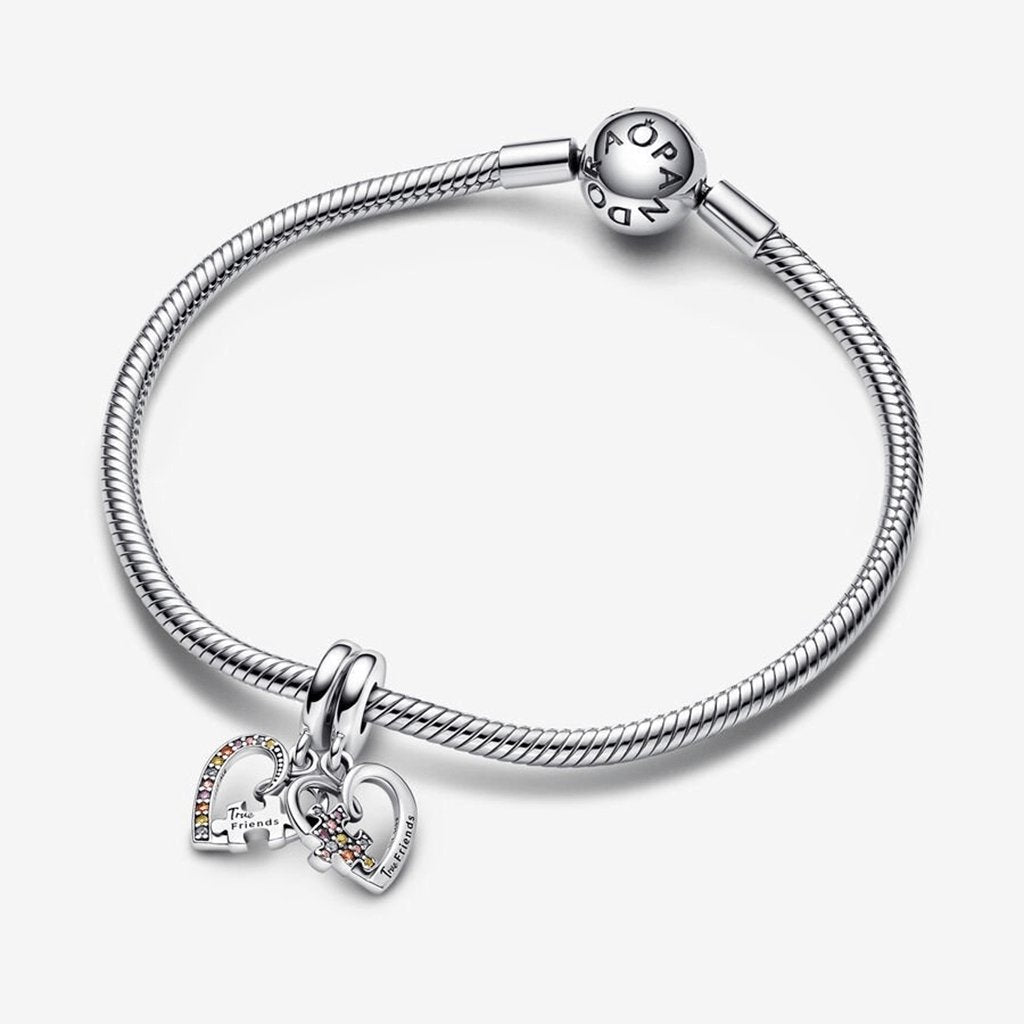 PANDORA  Puzzle Piece Hearts Splittable Friendship Dangle Charm