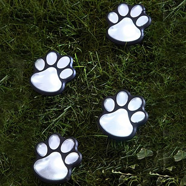 Paw Print Solar Outdoor Lights Solar Lights Outdoor Waterproof Dog Paw Lights(Set of 4) Cat Puppy Animal Garden Lights Path Paw Lamp Walkway Lighting for PatioYardAny Pet Lover