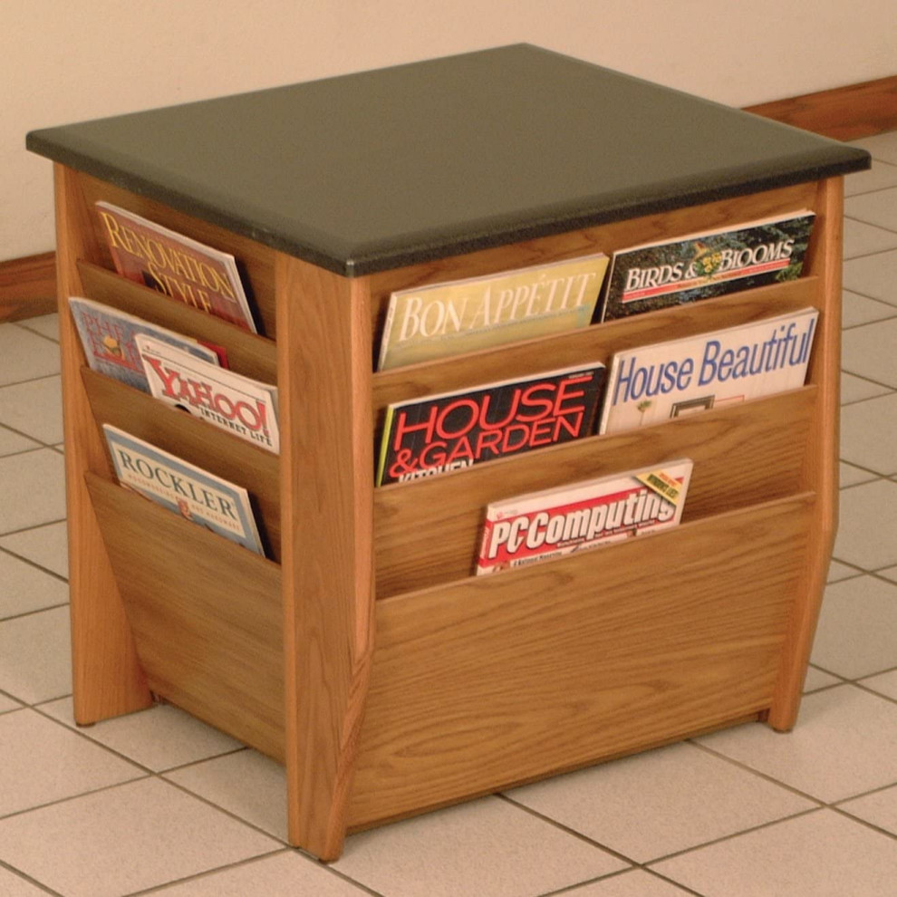 Contemporary End Table  Magazine Pockets  ampBlack Granite Look Top   Transitional   Side Tables And End Tables   by Decorn  Houzz