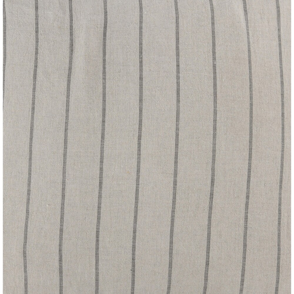 Tara 26 Inch Linen Square Euro Pillow Sham with Woven Stripe Design  Beige