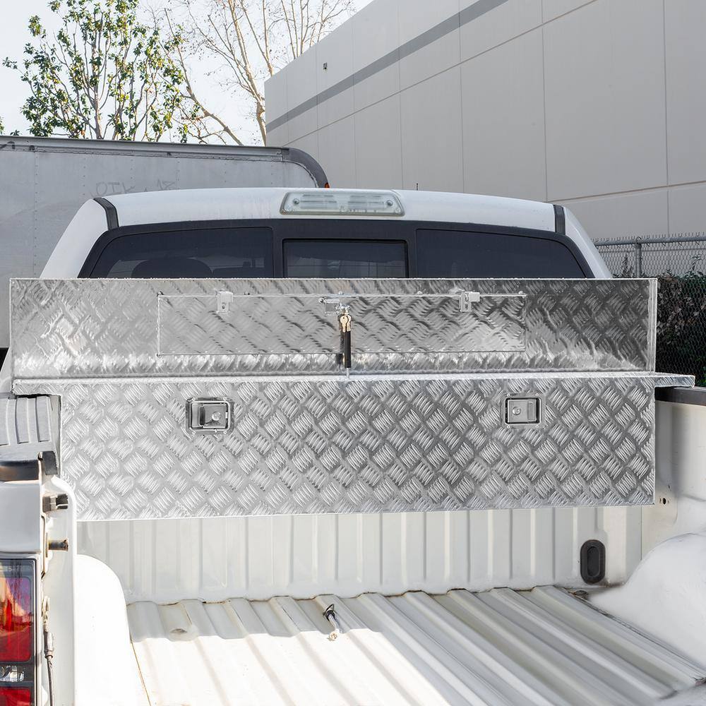 XtremepowerUS 71 in. Silver Aluminum Crossover Crossbed Truck Tool Box Storage 96018-H1