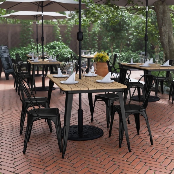 30x60 Commercial Poly Resin Restaurant Table with Umbrella Hole