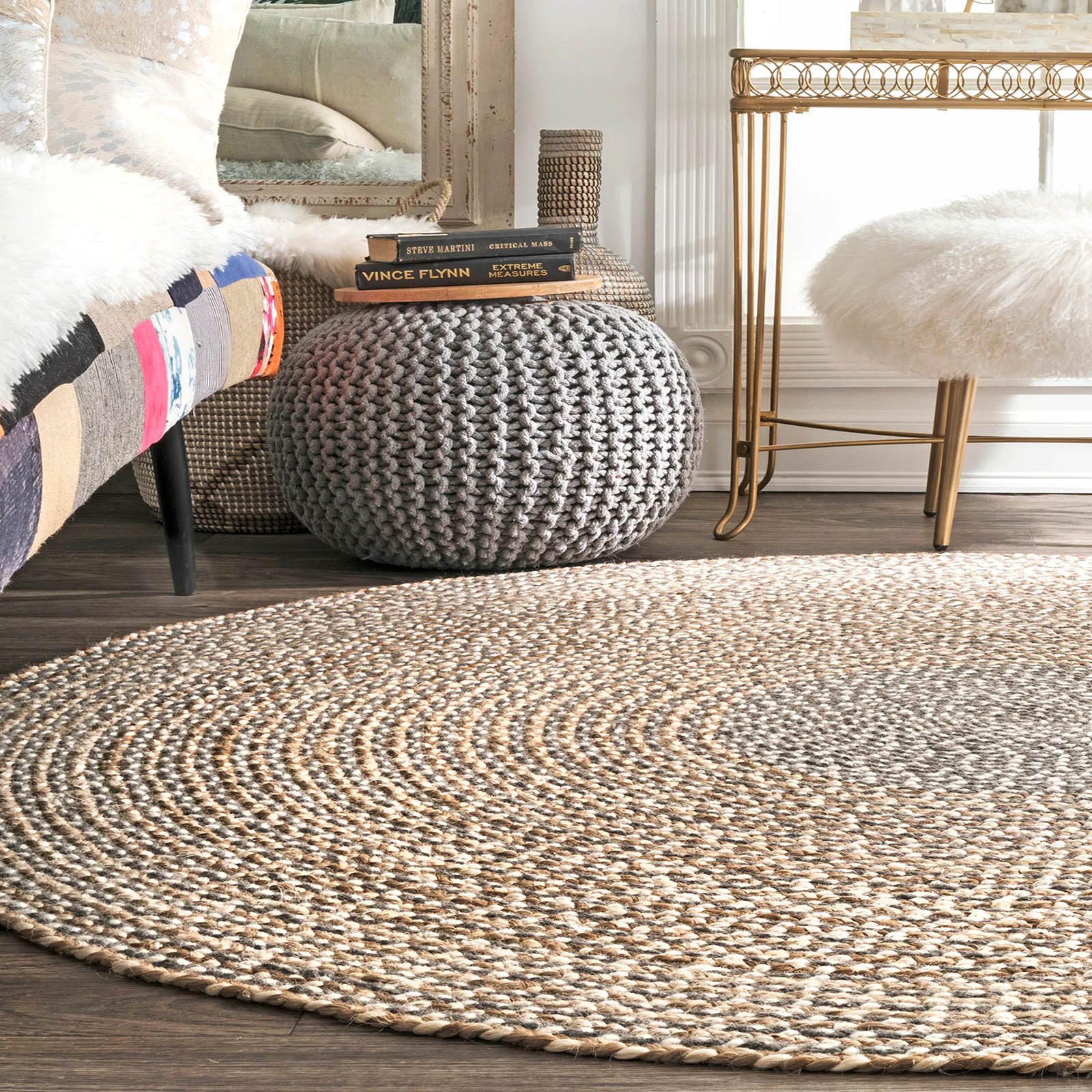 D250 Cm Braided Round Handmade Wool Rug Jh-2351-Xl