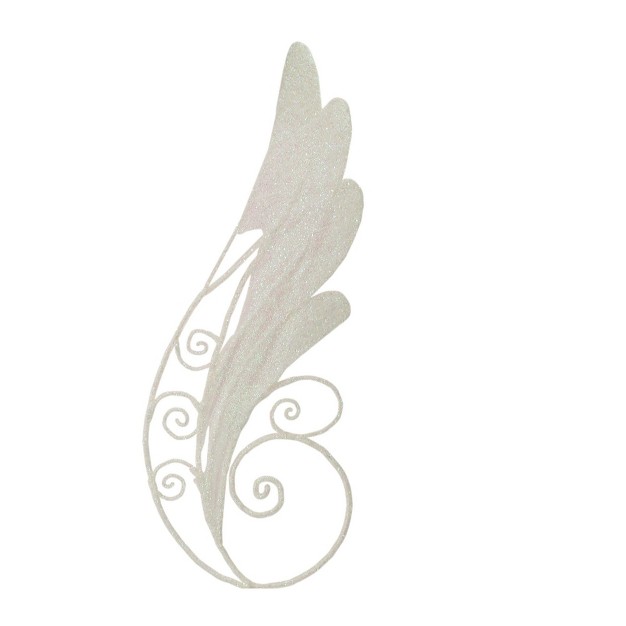 White Glittered Angel Wing Craft Pick