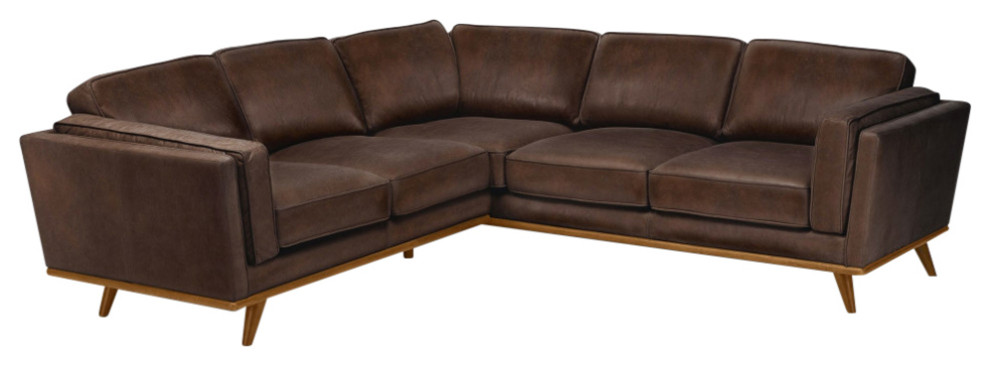 Macadamia Sectional Leather Sofa  Bark   Midcentury   Sectional Sofas   by Primitive Collections  Houzz