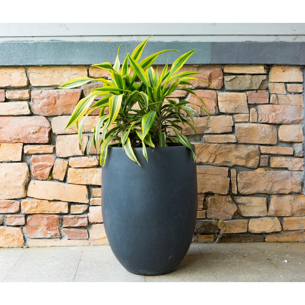 Kante Lightweight Concrete Outdoor Round Tall Planter  21.7 Inch Tall