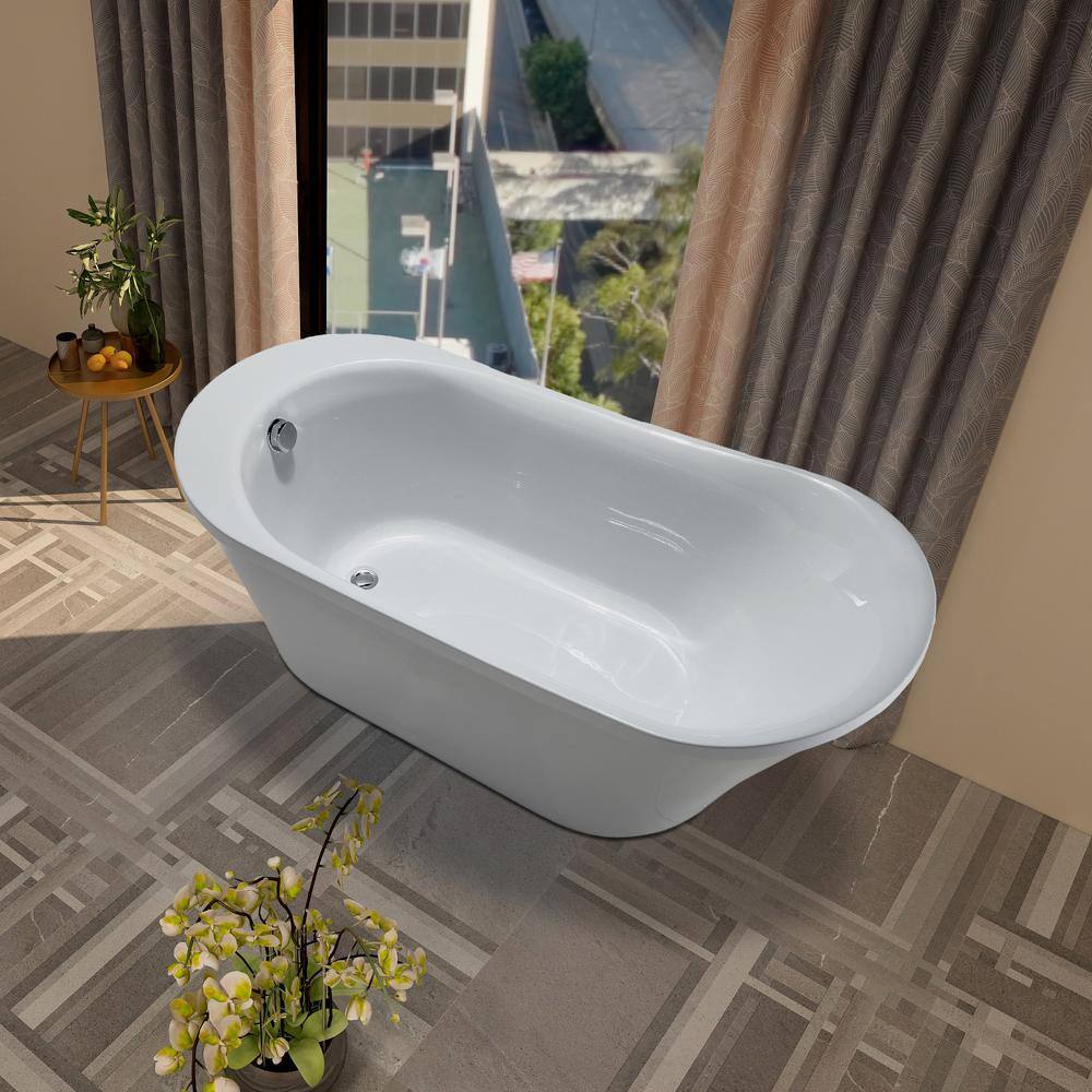 Vanity Art Nimes 70 in. Acrylic Flatbottom Left Bathtub in White VA6839-L