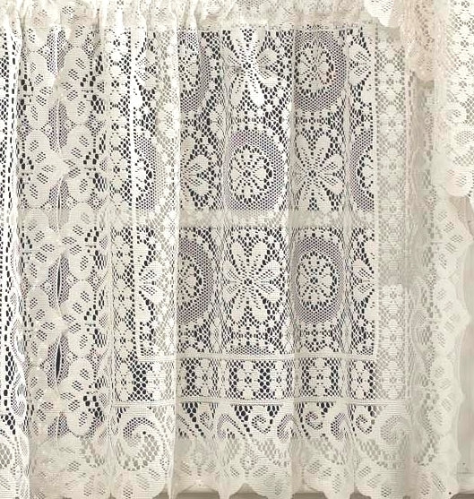 Hopewell Lace Cream kitchen curtain Swag