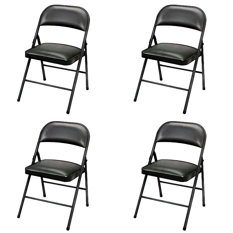 Plastic Development Group Indoor Metal Padded Vinyl Folding Chair， Black (4Pack)