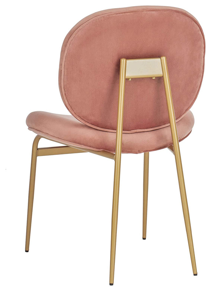 Set of 2 Dining Chair  Metal Frame With Padded Seat and Rounded Back  Dusty Rose   Contemporary   Dining Chairs   by Declusia  Houzz