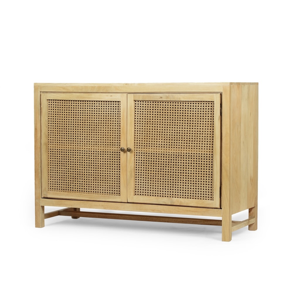 Gwendolyn Mango Wood and Wicker Cane Cabinet by Christopher Knight Home