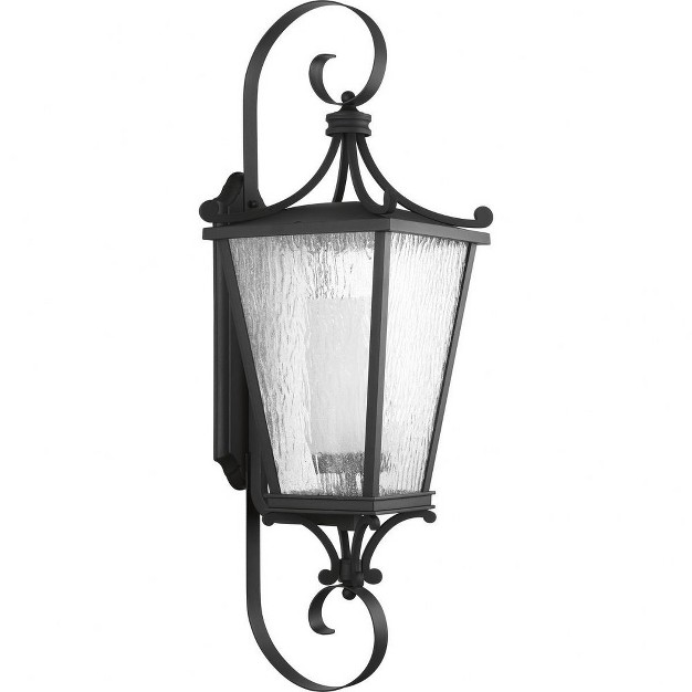 Progress Lighting Cadence 1 light Outdoor Wall Lantern In Black With Seeded Glass Shade