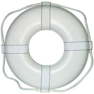 Jim-Buoy 24 in. Closed Cell Foam Life Ring with Webbing Straps in White GW-24