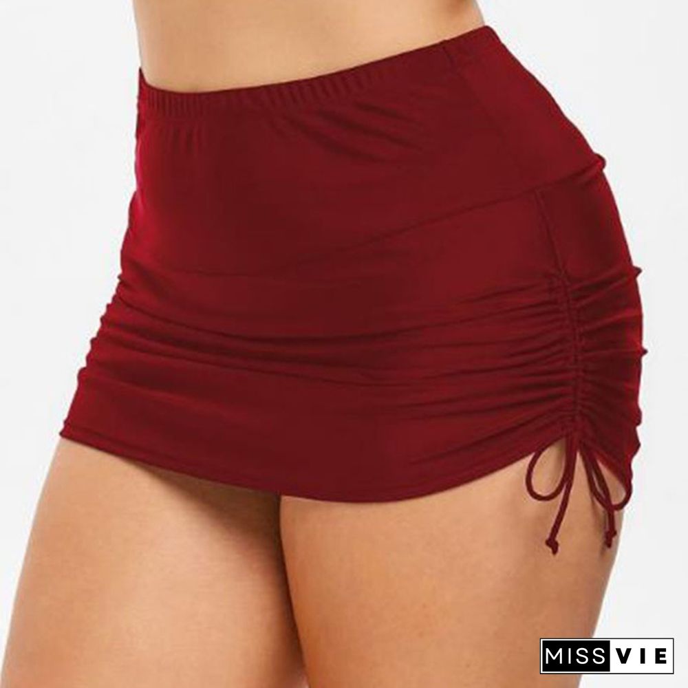 New Women S-3L Swimsuit Bottom Summer Swim Short Skirt Casual Tankini Mini Skirt Swimwear Bikini Bottoms Solid Color Short Skirts