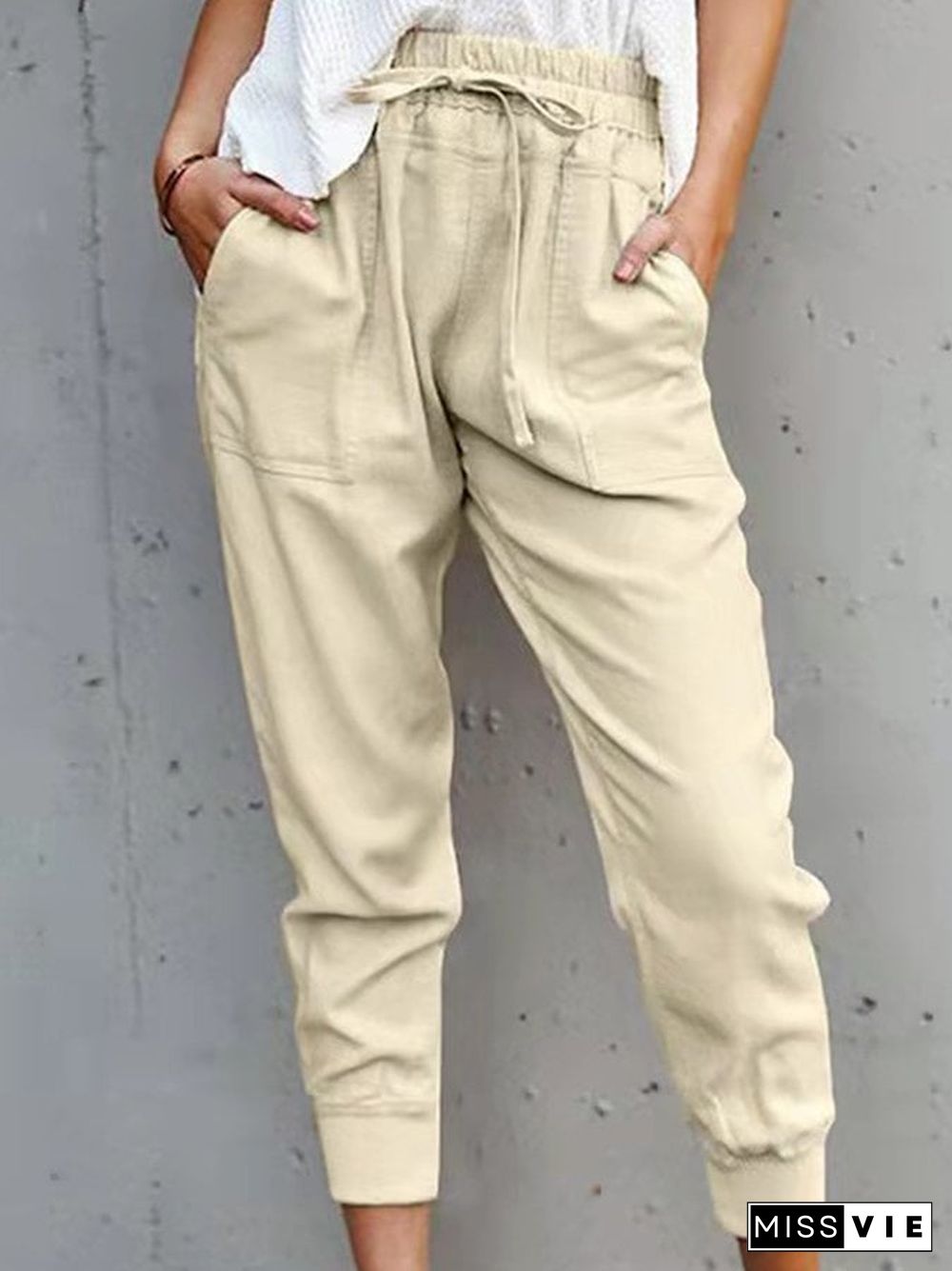 Women's Fashion Cotton Linen Casual Comfortable Cropped Pants