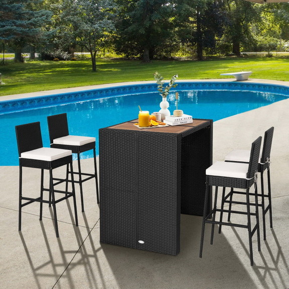 Costway 04368972 5 Pieces Patio Acacia Wood Dining...