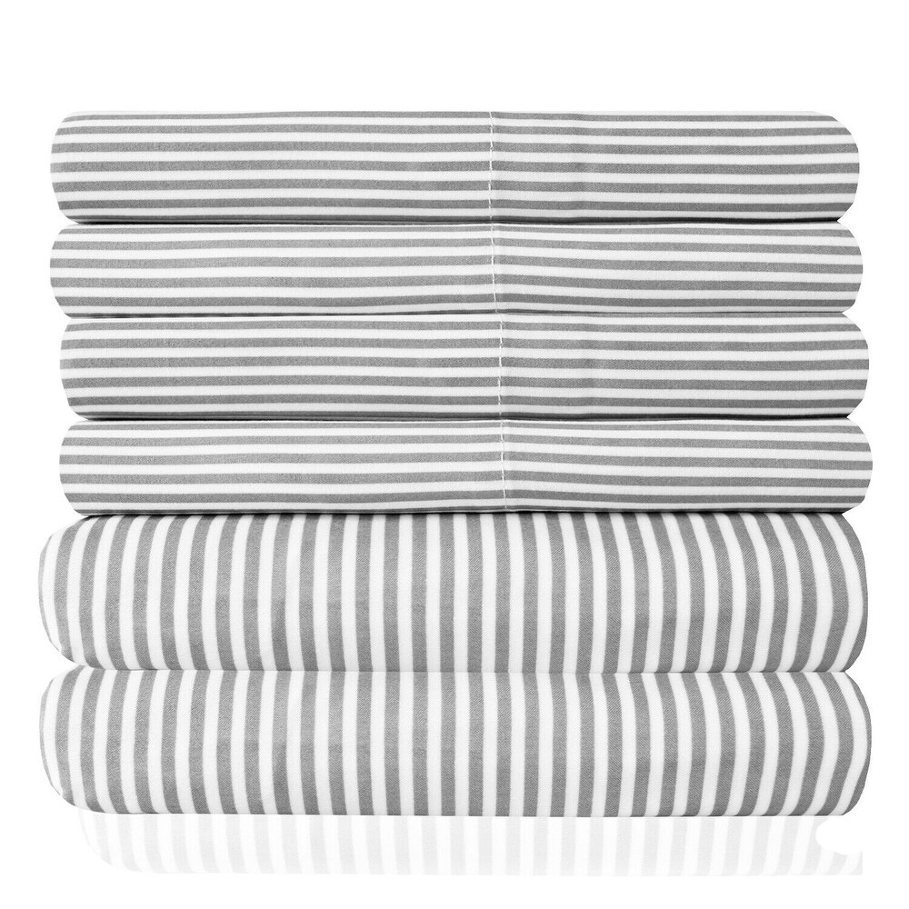 1500 Count Classic Stripe 6 Piece Microfiber Sheet Set