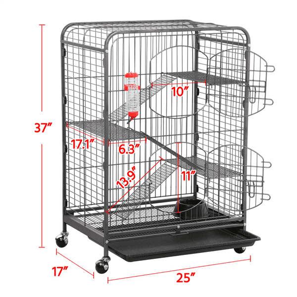 Easyfashion Metal Ferret and Small Animal Cage， Black， 37''