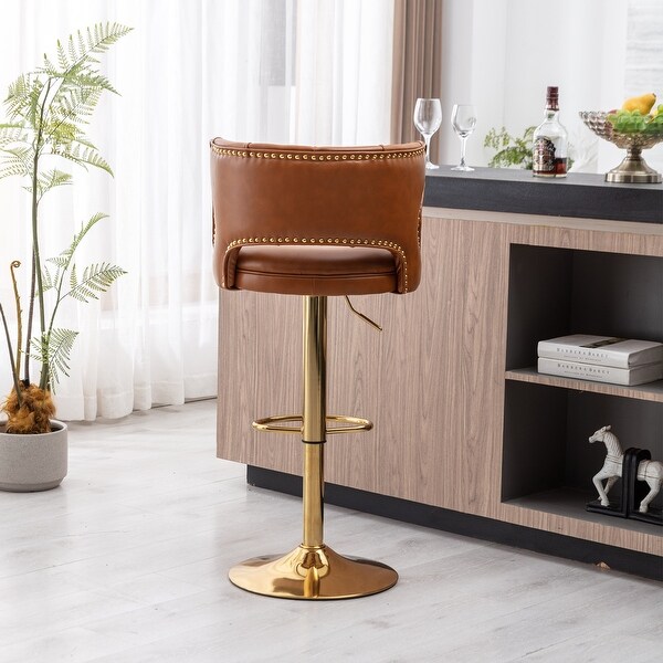 Bar Stools With Back and Footrest Counter Height Faux Leather 2PCS/SET