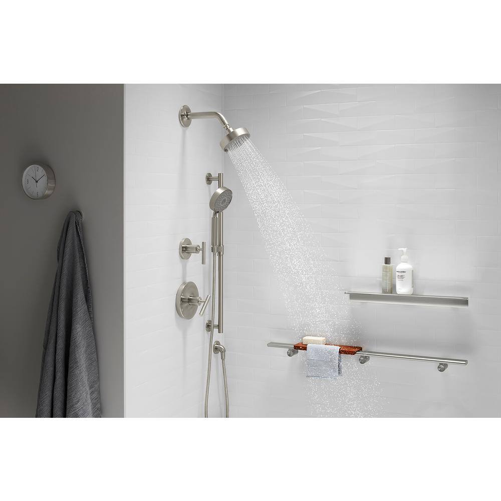 KOHLER Purist 3-Spray Patterns 5 in. Triple Wall Mount Handheld Shower Head in Vibrant Brushed Nickel K-22166-BN