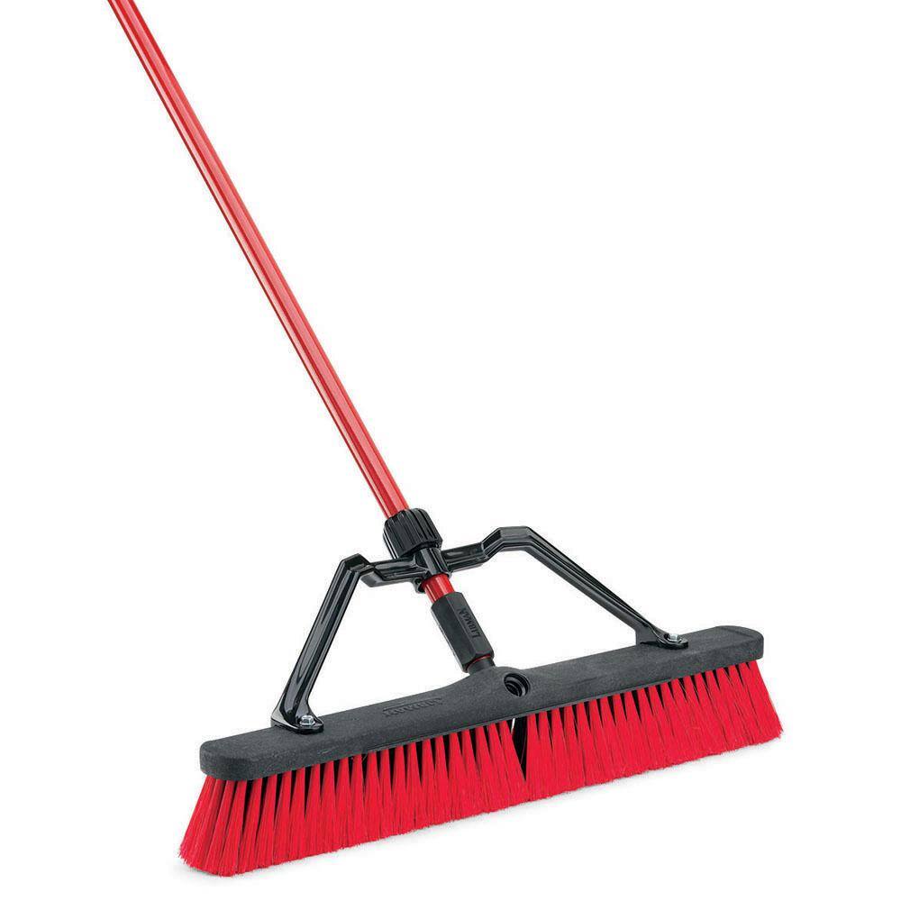 Libman 24 in. Multi-Surface Push Broom Set with Brace and Handle 823